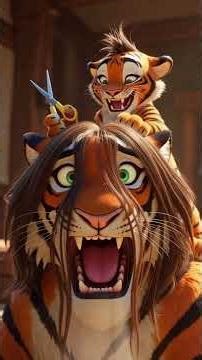 Tiger Dad’s Adorable Haircut Makeover by His Cub Pixar‑Style Animation
