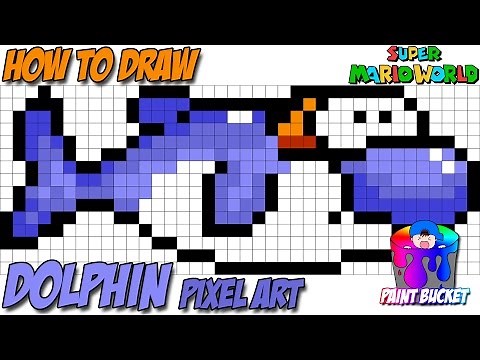 How to Draw Super Mario World's Dolphin - 16-Bit Mario Pixel Art Drawing Tutorial
