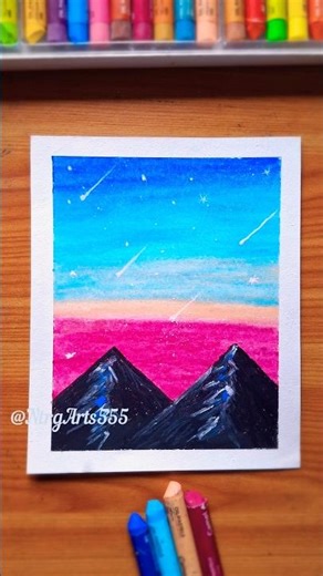 Easy Oil Pastel Landscape for Beginners #art #sorts #drawing #oilpastel