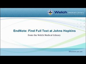 EndNote: Accessing Full Text at Johns Hopkins
