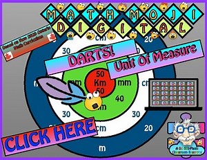 Math Moji Digital: Darts Google Slides Game- Measurement