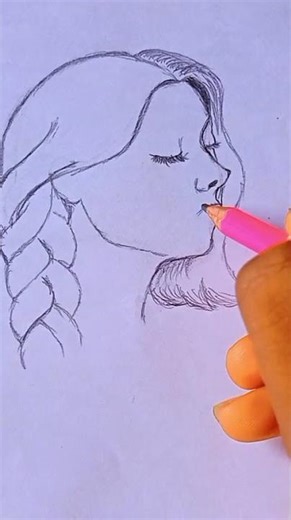 how to draw the side view of a girl #artisticchannel #drawinglessons #art #artinstruction