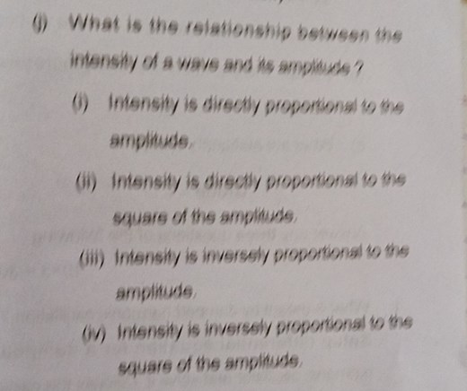 What is the relationship between the intensity of a wave and it... | Filo
