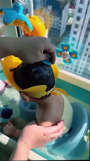 Water stays out of eyes and ears. ( # 3107 ) 1️⃣ Soft & Adjustable Baby Shower Cap