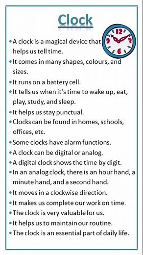 Essay on Clock #essay #easytolearnandwrite #youtubeshorts #shortsyoutube #clock #time #watch #yt