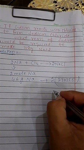 What mass of Sodium would be required to form 118g Sodium Chloride #chemistry