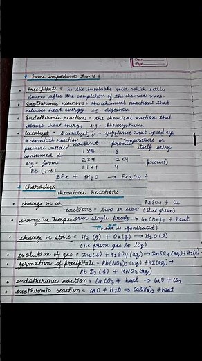 Notes for class 10 science chapter 1 chemical reaction and equations || Class 10 || Science