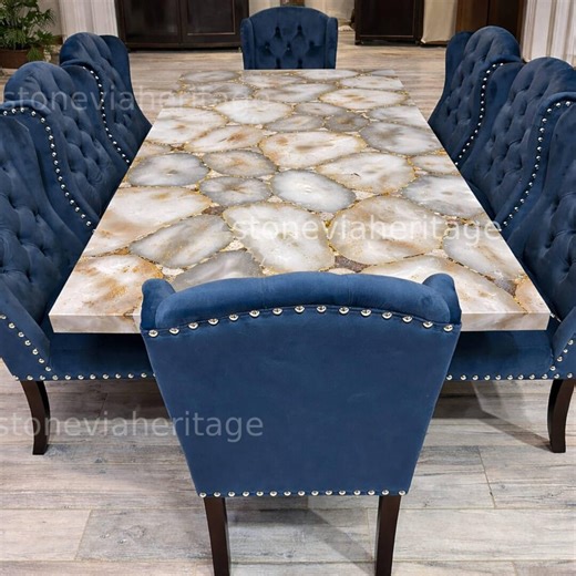 Agate Stone Dining Table – Natural Gemstone Table Top, Handmade Luxury Agate Furniture, Custom Size Dining Table, Coffee Table Top - Etsy
