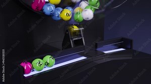 Closeup of Lottery Drawing Machine. Lottery ball machine with Colorful Lotto balls.