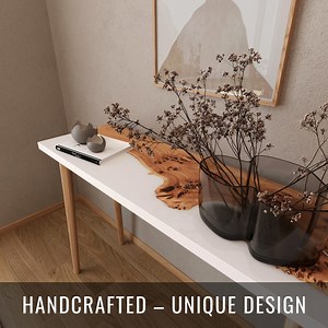 Unique Narrow Console Table | White Resin Table Top With Elm Wood | Handmade Furniture for Cozy Home and Office | Minimalist Live Edge Table - Etsy
