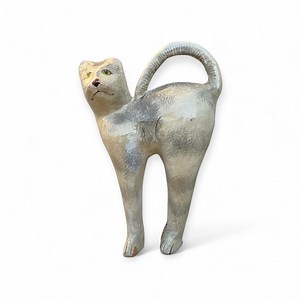Vintage Paper Mache Cat Sculpture - Mid Century Folk Art Decor - Etsy
