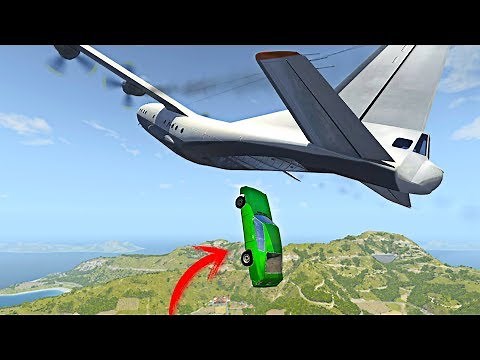 LANZANDO COCHES DESDE UN AVION !! | BeamNG Drive