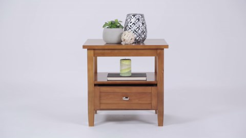 Simpli Home Warm Shaker 20 in. Wide Rectangle Solid Wood End Table in Distressed Grey AXWSH002-GR