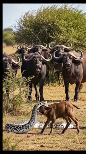 Python Takes Baby Buffalo!#shorts