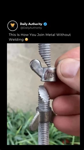 Daily Authority on Instagram: "This toolmaker just joined two metal rods without welding — using nothing but smart threading and nuts. Here’s what’s happening: The rods are cut at matching angles, aligned, then locked together using a wing nut and a hex nut to “time” and clamp the threads into place. ⚠️ Important to know: This is a field-expedient repair, not an industrial-strength solution. - It’s useful in emergencies, It’s fast and tool-light Professionals usually use coupling nuts (extension
