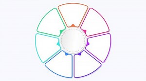 Animated infographic design, motion graphics 7 steps, objects, elements or options infographics template background animation