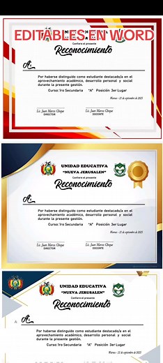 Diploma de Reconocimiento Editables en Word