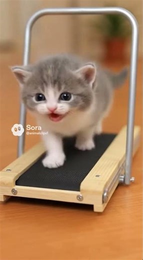 Kitten Runs on a Mini Treadmill — Cutest Workout Ever 🐾🏃✨ #cat #cats #kitten #cute