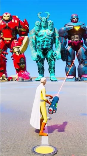 Random Superheroes VS Giant Ice Titan & Giant Iron Brother #gta #shorts