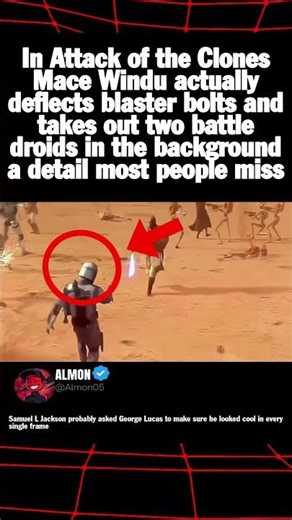 In Attack of the Clones Mace Windu actually deflects blaster bolts and takes out two battle droids i