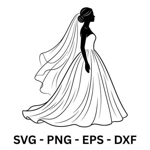 Bride Silhouette Svg, Married Svg, Wedding Clipart, Wedding Silhouette, Wedding Vector, Lovers Svg, Instant Download - Etsy