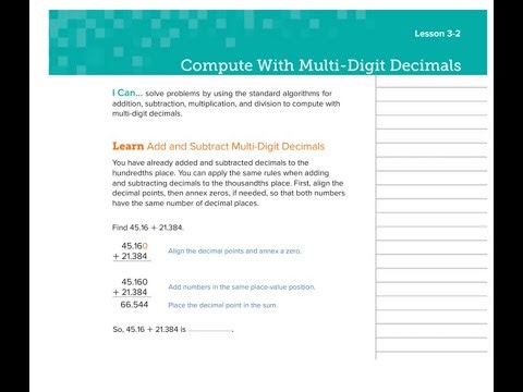 Lesson 3 -2:Compute with Multi Digit Decimals pages 143 to 153