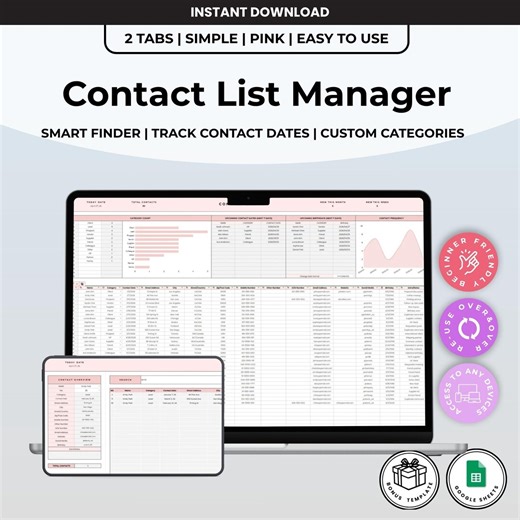 Client Tracker CRM Spreadsheet, Contact Manager, Customer Database Organizer, Lead Tracker for Small Business - Etsy