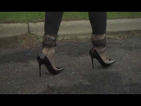 Black Jimmy Choo Anouk pumps with black stockings #luxuryshoes #heels #jimmychoo #stockings #