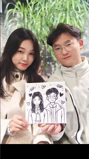 Turning Couple Into Cute Cartoon Drawing ❤️ #shorts