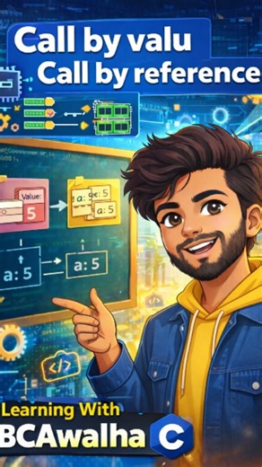 𝐂𝐨𝐝𝐞 𝐖𝐢𝐭𝐡 𝐁𝐂𝐀𝐰𝐚𝐥𝐡𝐚 on Instagram: "Call by Value vs Reference in C ❓👨🏻‍💻 Day 09/100🎯✅ #CallByValue #CallByReference #CProgramming #CLanguage #ProgrammingTutorial #CodingBasics #LearnCoding #FunctionsInC #CodeReels #CProgrammer #CodingLife #ProgrammingReels #TechReels #CodingForBeginners #CFunctions #LogicBuilding #CodersOfIndia #EducationalReels #ViralCoding #coding #BCAwalha"