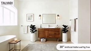 2 Pack Faux Fiddle Leaf Fig Tree - 40" Fake Tree with Black Planter & Artificial Turf, Floor Plants for Home or Office Decor, Artificial Plants Indoor Housewarming Gift