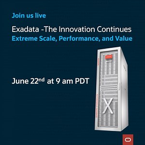 This Thursday! Join us for the global announcement of our next-generation #Exadata platform and how it delivers extreme scale and dramatically improved price performance both on-premises and in the cloud: https://social.ora.cl/6180OAlbC | Oracle Database | Facebook