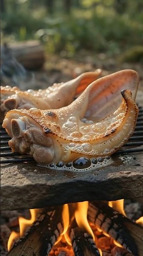🔥 Crispy Pig Ears Roasted Over Open Fire! 🐷🔥