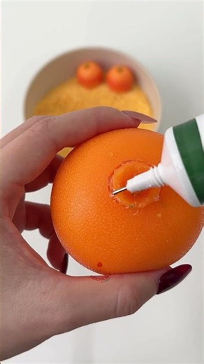 DIY Mochichi Orange Squishy with Crunchy Yellow Beads | ASMR Stress Ball Making