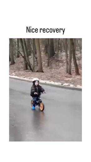 Cinemorphaa on Instagram: "The post features a video of a young child on a balance bike experiencing a severe "death wobble" while speeding down a wet, icy road toward an intersection, yet skillfully regaining control to avoid a crash, highlighting impressive innate balance and quick reflexes for their age. "Death wobble," borrowed from motorcycle terminology for high-speed oscillations caused by instability, underscores the risks of balance bikes on slippery surfaces, where studies from the Jou