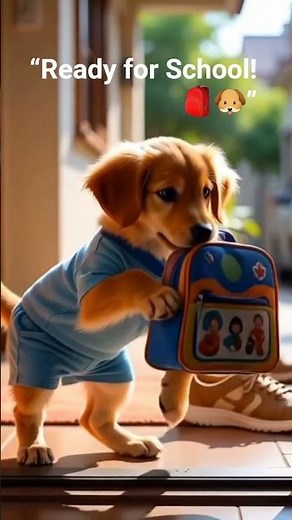 “Golden Retriever Puppy Morning Routine ” 🐶✨🧼🎒#puppyshorts #goldenretriever #cutepuppy
