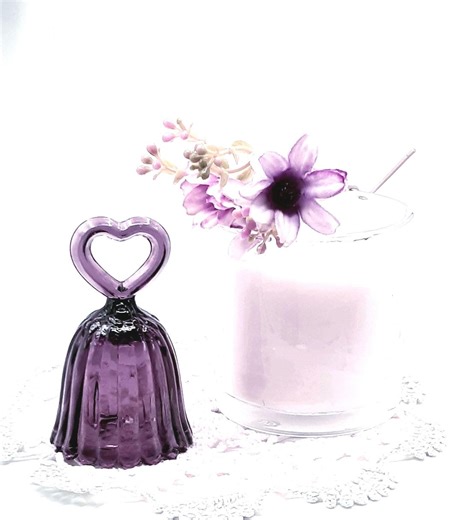Vintage 1994 Fenton Art Glass Mini Heart Bell (9763) in Plum (PL) Ribbed Body & Raised Floral Pattern Around Top and Heart Shapped Handle. - Etsy