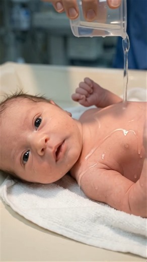 Newborn Baby's First Warm Sponge Bath in Hospital 🥹🛁 | Cute Reaction!#NewbornFirstBath