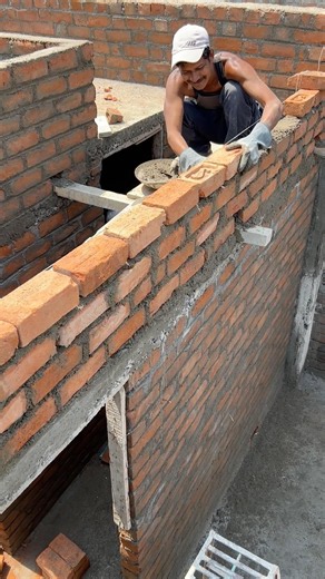 Perfect Brick Bonding Trick! 🧱🔥 #shorts #construction #masonry #viral #brick