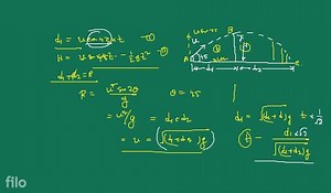 A particle projected from ground moves at angle 45^{\circ} with... | Filo