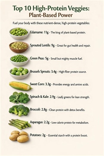 Top 10 High-Protein Veggies: Plant-Based Power for Strength & Energy When people think of protein, they usually imagine eggs, chicken, or protein shakes. But here’s something exciting — vegetables can deliver protein too. And not just a little. Some plant-based options are surprisingly powerful when it comes to fueling your muscles, supporting metabolism, and helping with recovery. If you're vegetarian, vegan, or simply trying to eat cleaner, these high-protein vegetables deserve a spot on your