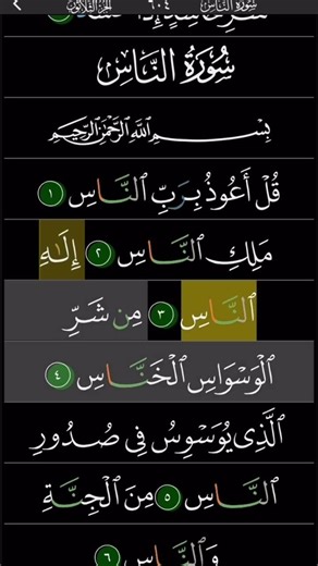 سورة الناس هي السورة رقم 114 سورة مكية (وقيل مدنية) آياتها 6 آيات، وتُعد مع سورة الفلق "المعوذتين