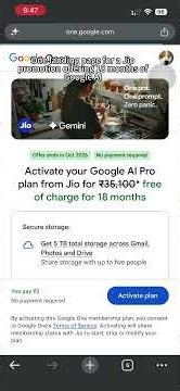 How to Get Google Gemini Pro + 5TB Storage for 18 Months (Jio Offer) #chatgpt #smartphone #tech #ai