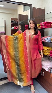 13K views · 365 reactions | Beautiful high quality shimmer silk set paired with multi color silk shawl. Size:38,40,42,44,46 | Tara Clothing Collection | Facebook