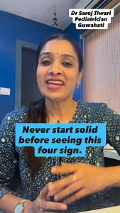 When to start solids for baby??? Don’t rush solids! Wait till your baby shows these 4 readiness signs — sitting with support, neck control, food interest, and swallowing. Start right, start safe! baby solids, when to start baby food, baby readiness signs, 6 month baby, baby feeding tips, pediatrician advice, starting solids, Indian parents guide #babystartingsolids #babyreadysigns #6monthbaby #pediatriciantips #babynutrition #startingfoodright #doctorparents #drsarojdrrahul #babyfeedingguide #in