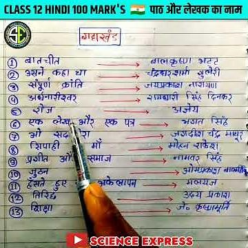 class 12 hindi || पाठ का नाम और लेखक का नाम || class 12th hindi objective || #shorts #scienceexpress