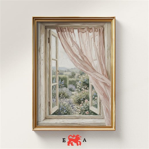 Antique Open Window Print and Garden Painting Art, a Printable Digital Download. - Etsy