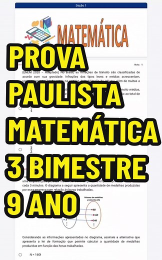 PROVA PAULISTA 3 BIMESTRE 9 ANO DE MATEMÁTICA 2024 - Respostas e Gabarito