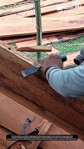 Locking Wooden Boat Planks with Chisel and Hammer – Precision Marine Woodworking.