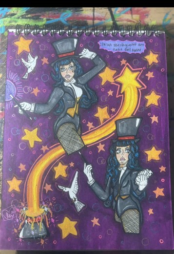 I finished my wip of zatanna and I love it so much ! I’m having so much fun learning to combine different forms of mediums together. I tried to make the magic pop as much as I can because you guys know how strong zatanna is . I hope you guys enjoyed it and thanks for the support !! Brb while I go FOC the new run lol #art #fanart #zatanna #dccomics #ohuhumarkers @Ohuhuart